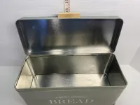 Vintage Sage Green Metal Bread Box - Farmhouse Countertop Storage Bin – Image 2