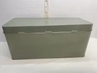 Vintage Sage Green Metal Bread Box - Farmhouse Countertop Storage Bin – Image 5