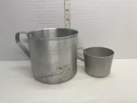 Vintage Farmhouse Aluminum Measuring Cups - Set of 2 Rustic Kitchen Mugs – Image 2