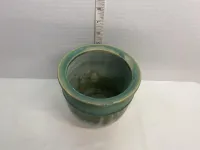 Artisan Drip Glaze Ceramic Planter - Teal, Green, and Sand (6.5") – Image 2