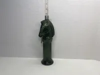 Vintage Forest Green Glass Horse Head Column Bottle - Equestrian Decanter – Image 3