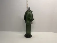 Vintage Forest Green Glass Horse Head Column Bottle - Equestrian Decanter – Image 1
