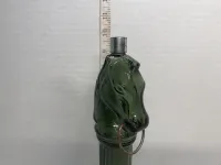 Vintage Forest Green Glass Horse Head Column Bottle - Equestrian Decanter – Image 2