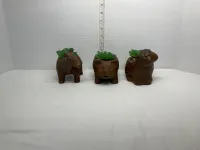 Vintage Rustic Ceramic Barnyard Animal Planters with Faux Succulents - Set of 3 – Image 2