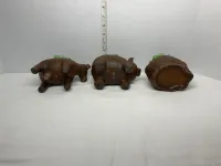 Vintage Rustic Ceramic Barnyard Animal Planters with Faux Succulents - Set of 3 – Image 4