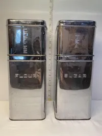 Vintage Lincoln BeautyWare Chrome Stacking Canister Set of 4 - Flour, Sugar, Coffee, Tea – Image 2