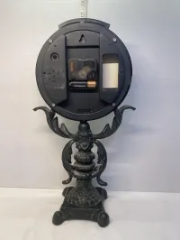 Vintage French Country Cast Metal Pedestal Table Clock - 17.5 Inch – Image 4