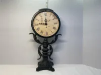 Vintage French Country Cast Metal Pedestal Table Clock - 17.5 Inch – Image 1