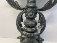 Vintage French Country Cast Metal Pedestal Table Clock - 17.5 Inch – Image 3