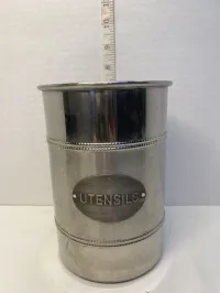 Brushed Stainless Steel UTENSILS Kitchen Countertop Crock Organizer - 7.5 Inch – Image 1