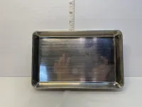 Brushed Nickel Rectangular Metal Vanity Tray - Felt-Backed Catchall Organizer – Image 5