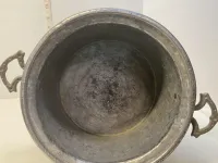 Antique Hand-Hammered Copper Pot Cauldron with Riveted Brass Handles - Rustic Planter – Image 5