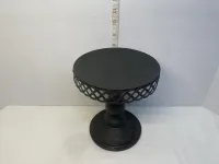 Dark Bronze Metal Pedestal Riser Stand with Lattice Rim - 8" Tall – Image 2