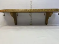 Vintage Gold Wooden Wall Shelf with 5 Hooks - Key Rack & Display Ledge – Image 1