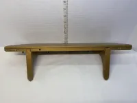 Vintage Gold Wooden Wall Shelf with 5 Hooks - Key Rack & Display Ledge – Image 4