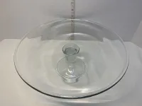 Vintage Clear Glass Pedestal Cake Stand & Chip and Dip Server - 12" Platter – Image 3