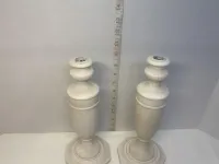 Vintage French Country Crackle Finish Candle Holders - 11" Off-White Candlesticks - Pair of 2 – Image 2