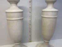 Vintage French Country Crackle Finish Candle Holders - 11" Off-White Candlesticks - Pair of 2 – Image 4