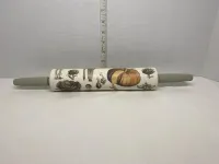 Vintage Botanical Mushroom & Pumpkin Decorative Wooden Rolling Pin – Image 1