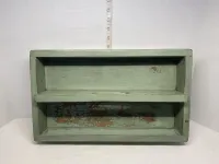 Distressed Sage Green Milk Paint Wooden Garden Caddy Tote Tray - Vintage Botanical Floral – Image 4