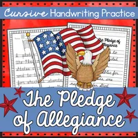 Pledge of Allegiance Cursive Handwriting Practice – Image 1