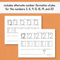 Numbers 1-20 Handwriting Formation Practice – Image 2
