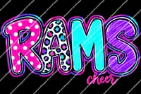 Custom Cheer Shirt – Charcoal, Small, RAMS Neon Leopard Print