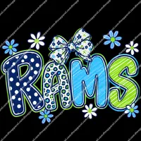 Rams Cheer Flower DTF Transfer – Image 1
