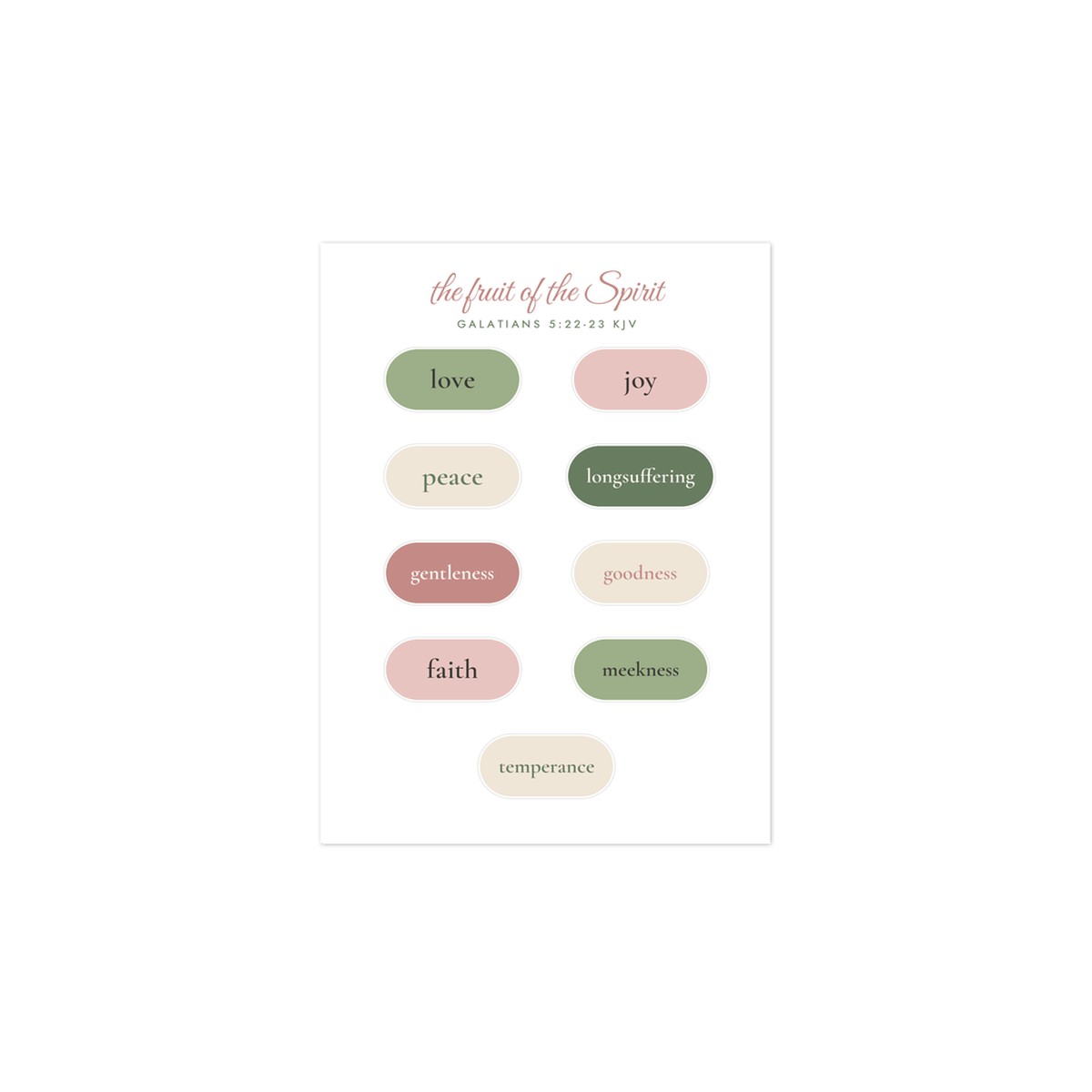 Fruit of the Spirit Sticker Sheet – Image 1
