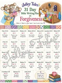 14 TOPICAL/SEASONAL DESIGNS — JOLLEY TALES BIBLE WRITING PLANS —LAMINATED – Forgiveness
