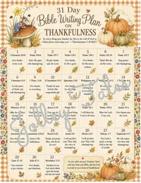 14 TOPICAL/SEASONAL DESIGNS — JOLLEY TALES BIBLE WRITING PLANS —LAMINATED – Thankfulness