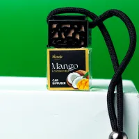 Black Top Car Diffuser – Hanging Car Air Freshener with Scent Variants – Mango & Coconut Milk