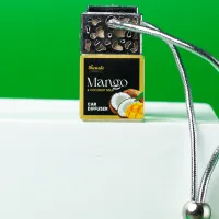 Silver Top Car Diffuser – Elegant Hanging Car Fragrance Diffuser – Mango & Coconut Milk