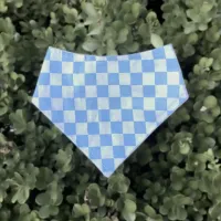Olive’s Diner Blue and White Checkered Dog Bandana with Snaps – Image 2