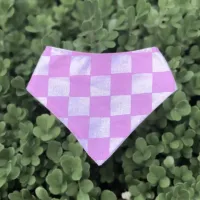 Pink Checkered Dog Bandana With Snaps – Image 2