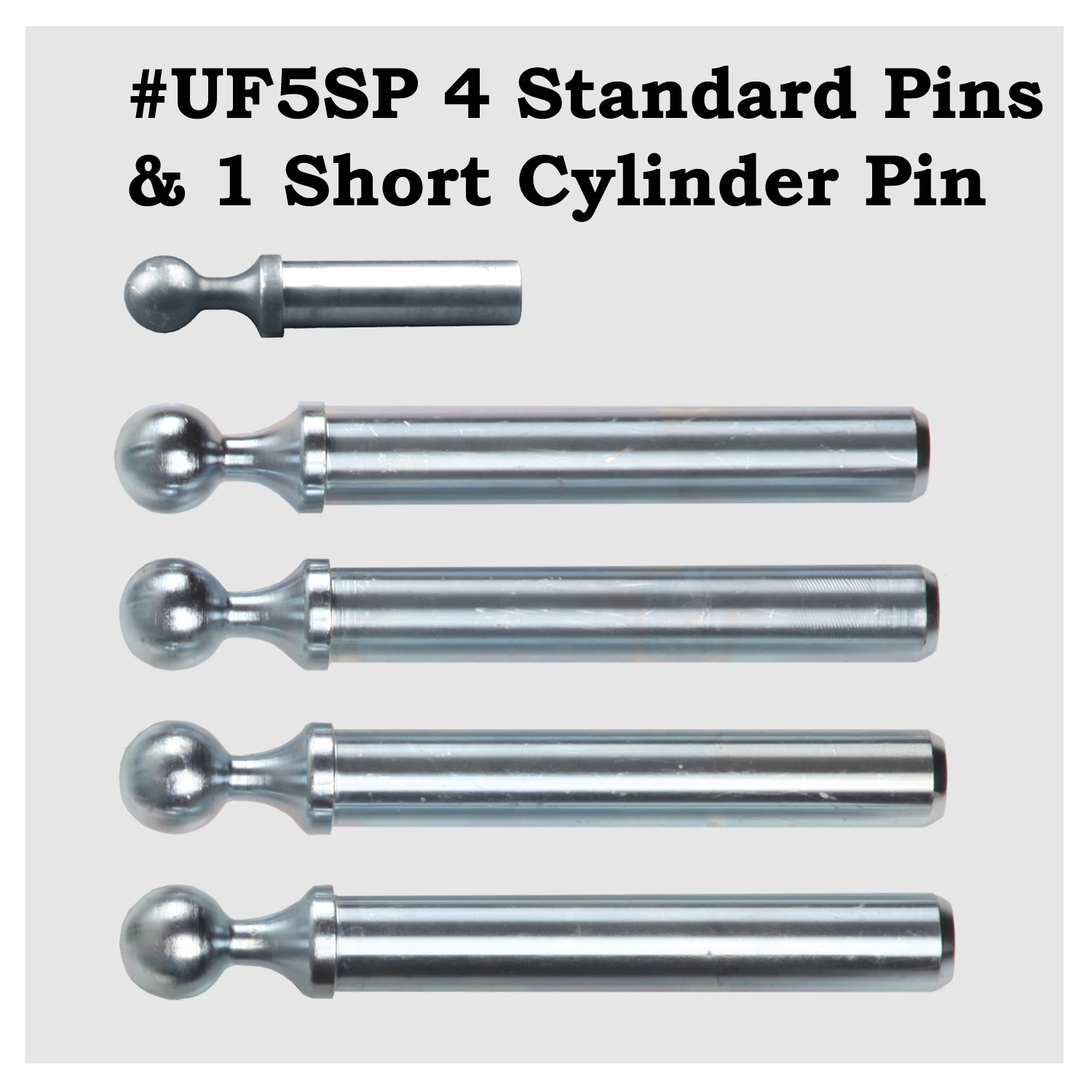 #UF5SP - (4) Standard Pins + (1) Short 5-Ton Hyd. Cylinder Connector Pin – Image 1