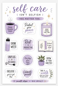 Self Care Isn't Selfish Sticker Sheet | Inspirational Planner Stickers – Image 1