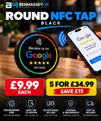 Google Review NFC Tap Products – Black, Round NFC Review Tap