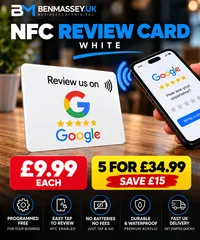 Google Review NFC Tap Products – White, NFC Review Card