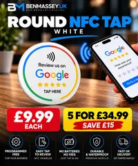 Google Review NFC Tap Products – White, Round NFC Review Tap