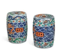A pair of Chinese polychrome barrel-shaped garden seats 20th century – Image 3