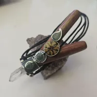 Blood Wood  Ayahuasca Slice Kuripe Self Aplicator  Chrysocolla Clear Quartz – Image 2