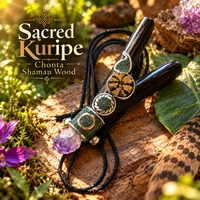Chonta Wood Amethyst Ayahuasca Slice Kuripe Self Aplicator  Chrysocolla – Image 1
