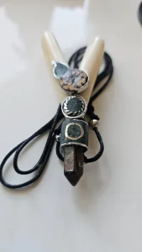 Kuripe Self Applicator Lama Bone Ayahuasca Slice Eye Tiger Stone – Image 3