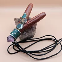 Blood  Wood Amethyst Ayahuasca Slice Kuripe Self Aplicator  Chrysocolla stone – Image 3