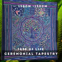 2.Hand Embroidery Tapestry Tree of Life, Jaguar, Snake 150cm-150cm – Image 5