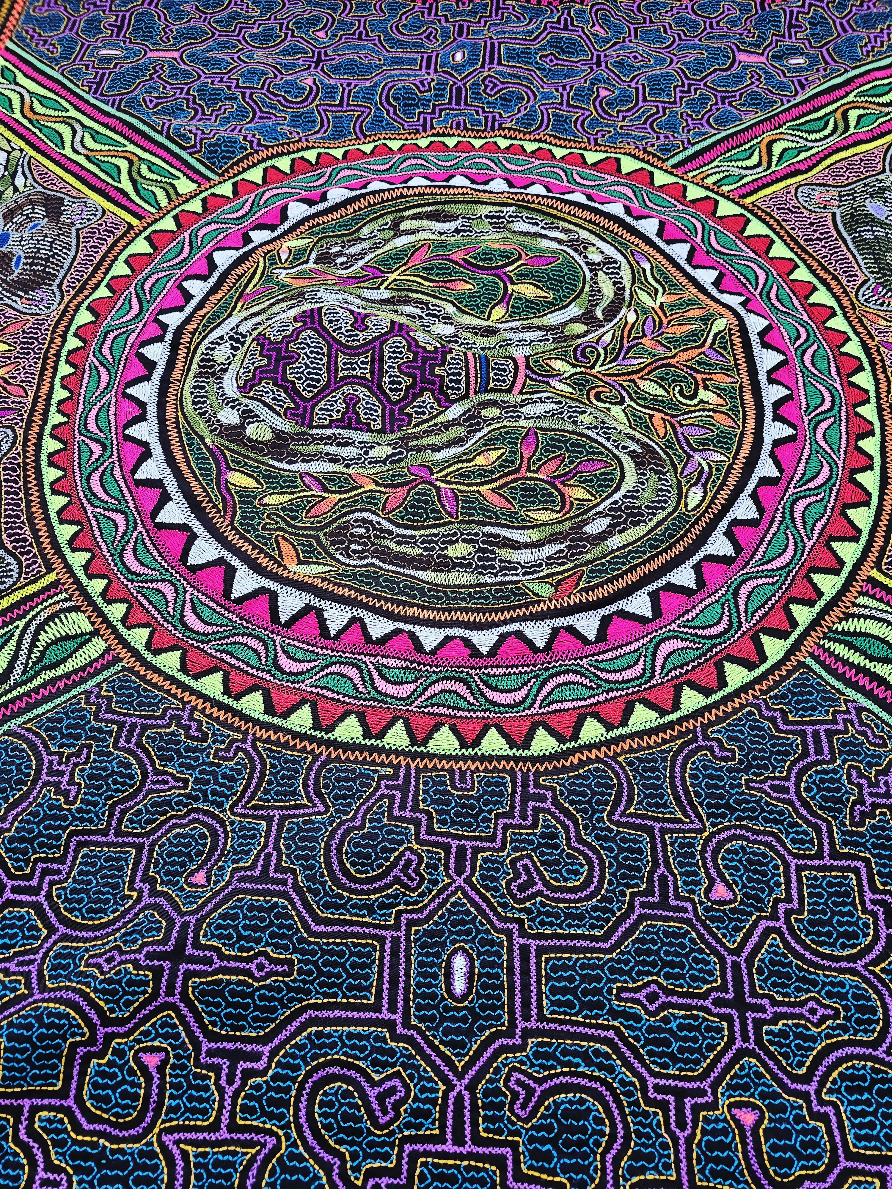 3.Large Hand Embroidery Tapestry 170cmx150cm, Kundalini Jaguar – Image 4