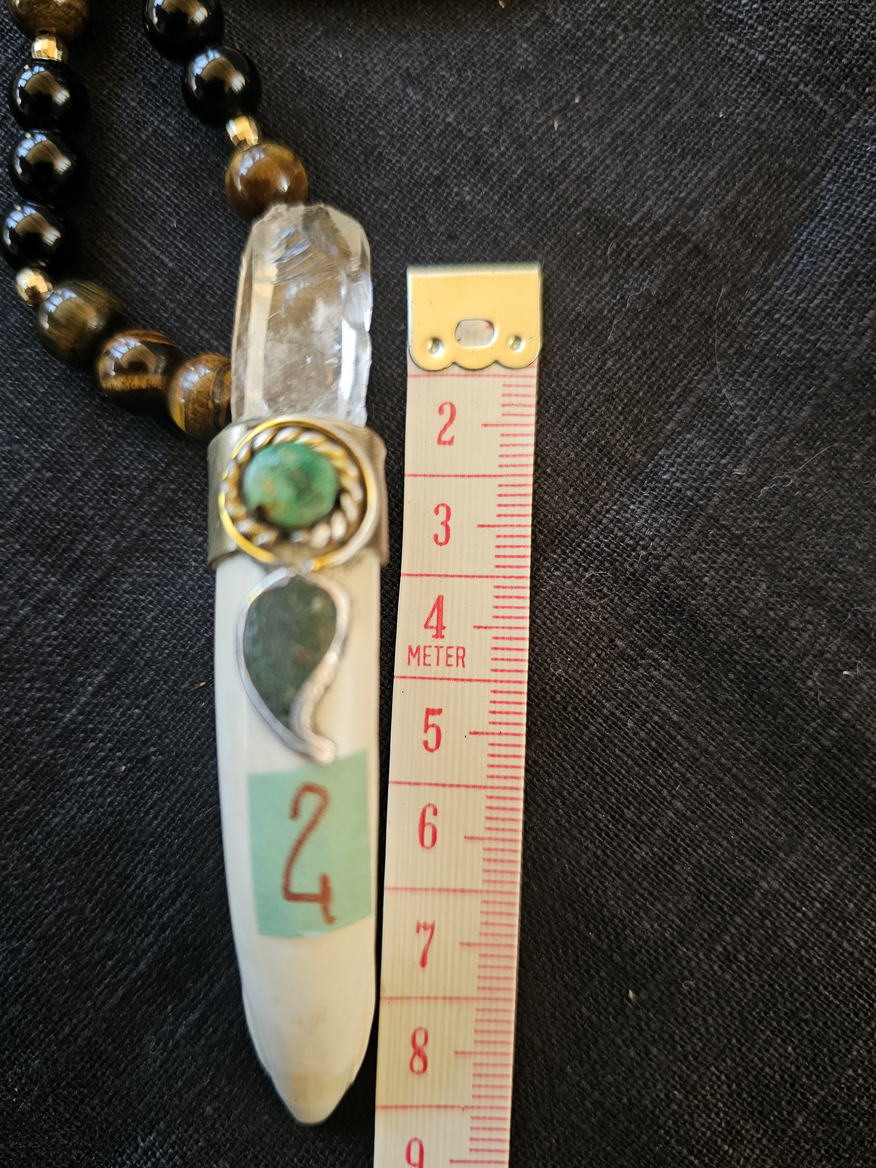 1. Jaguar Tooth Talisman Gemstone Green Jade Black Tourmaline (Deep black beads)108 bead – 2