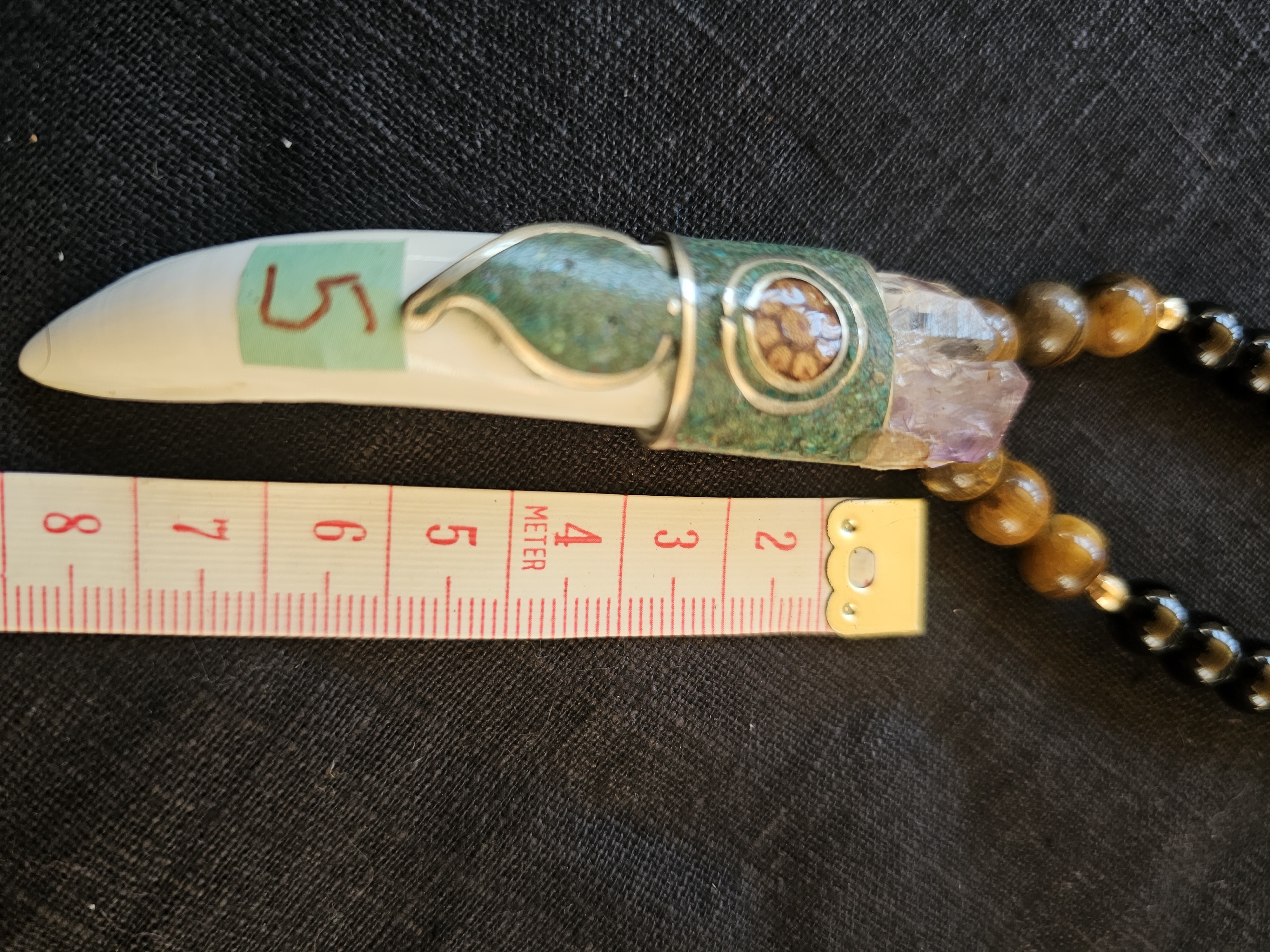 1. Jaguar Tooth Talisman Gemstone Green Jade Black Tourmaline (Deep black beads)108 bead – 5