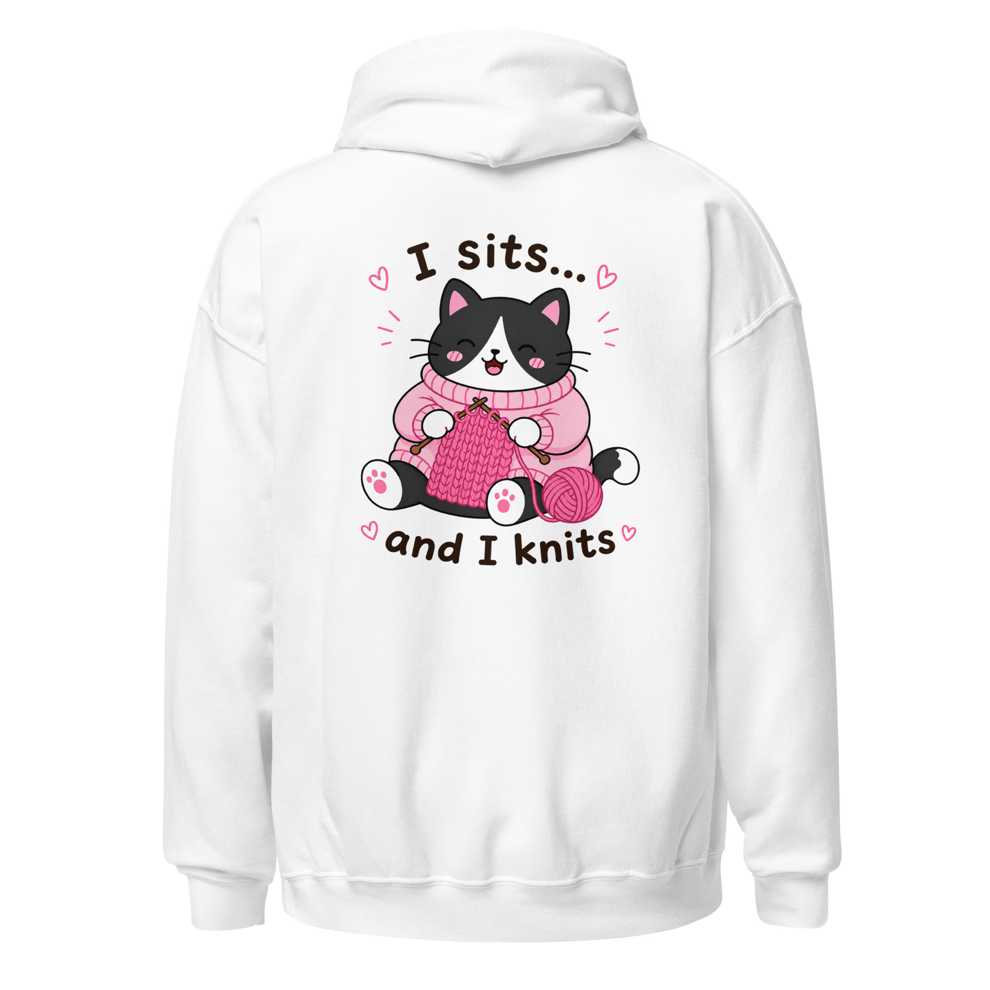 Tuxedo Cat Knitting Hoodie – Image 3